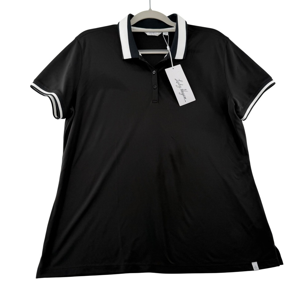 Lady Hagen Pique Rib Trim SS Golf Polo Womens‎ X-Large Black Wicking Tennis Gorp